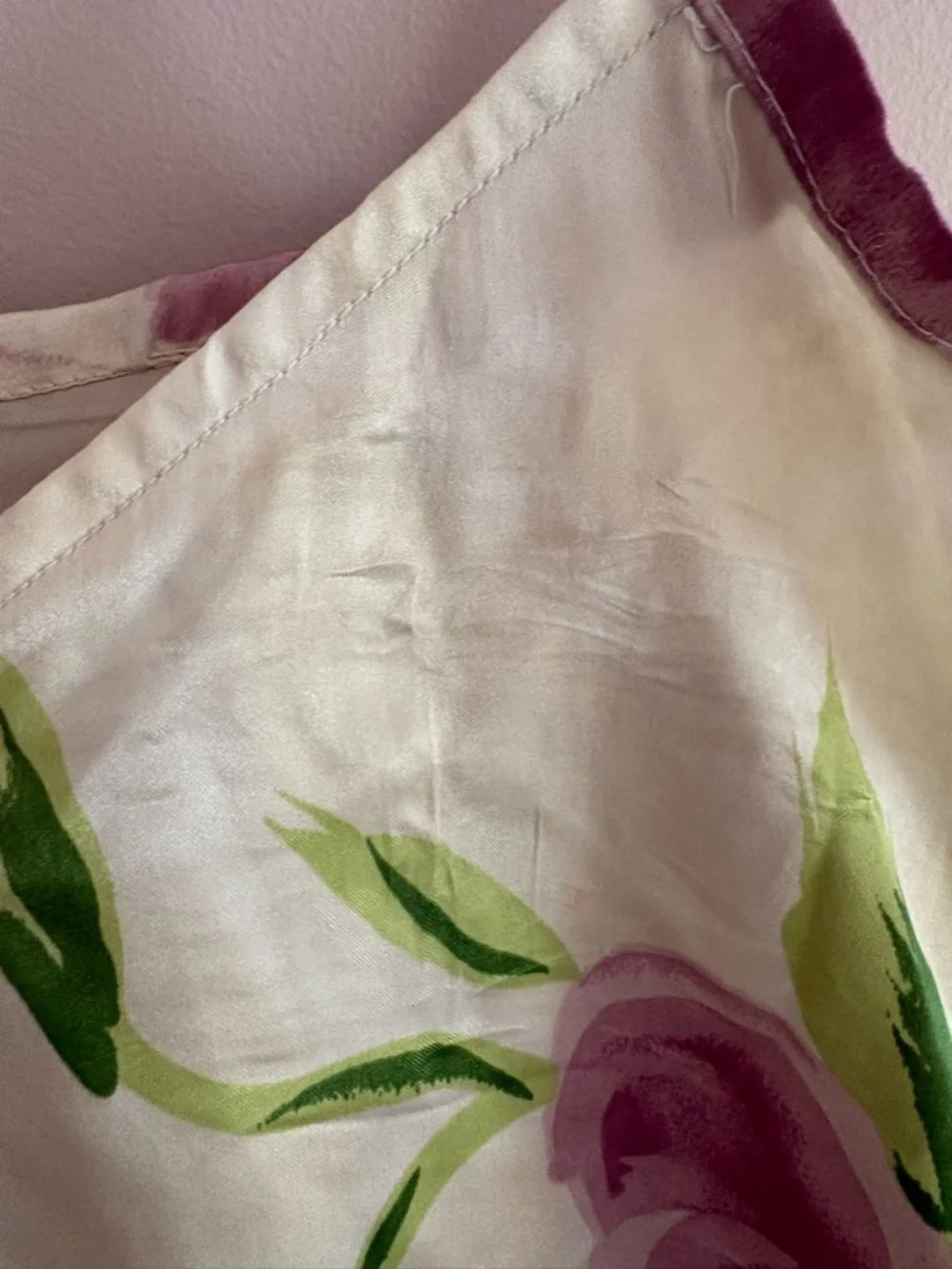 Floral Silk-Look Spaghetti Strap Cami - Cream with Lilac Roses - Picture 2 of 6